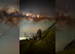 Milky Way swirls over famous Easter Island statutes in stunning photo